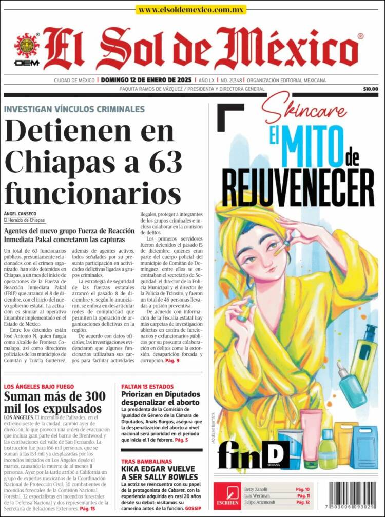 Portada de El Sol de México (M&eacute;xico)