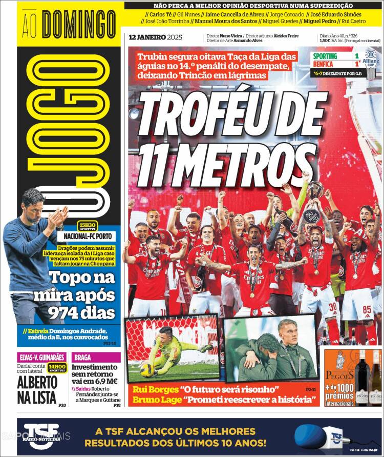 Portada de O Jogo (Portugal)
