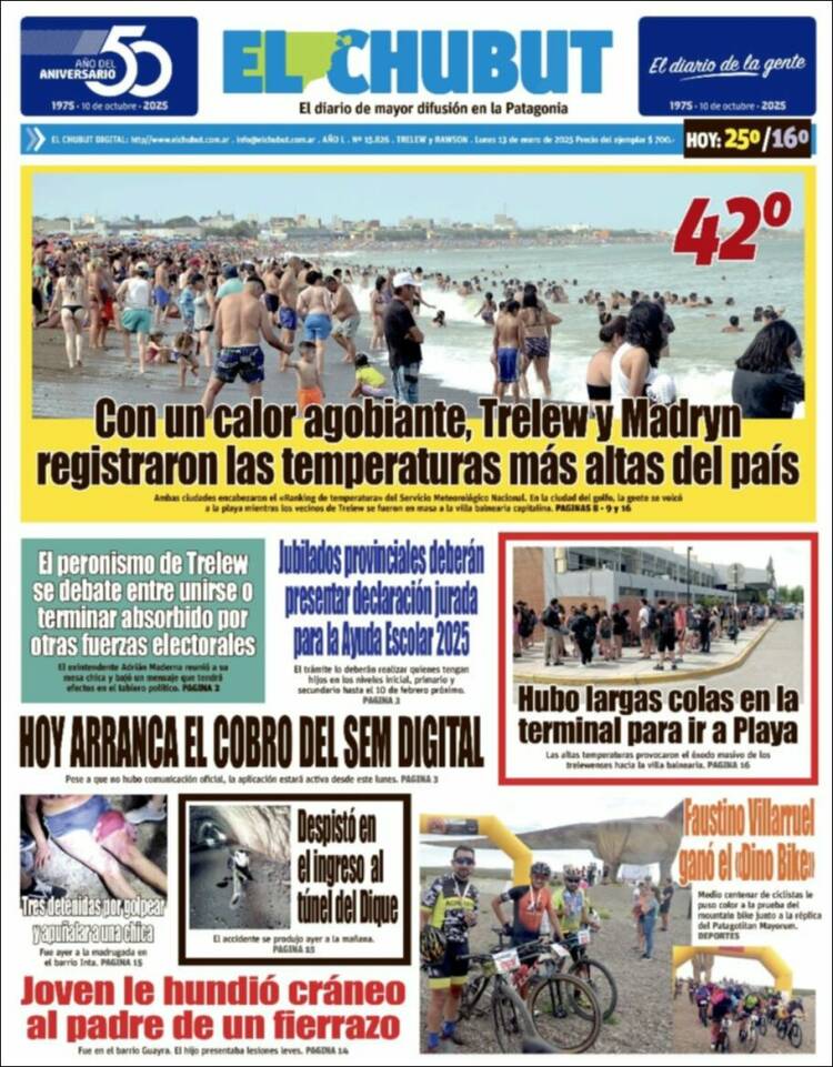 Portada de El Chubut (Argentina)