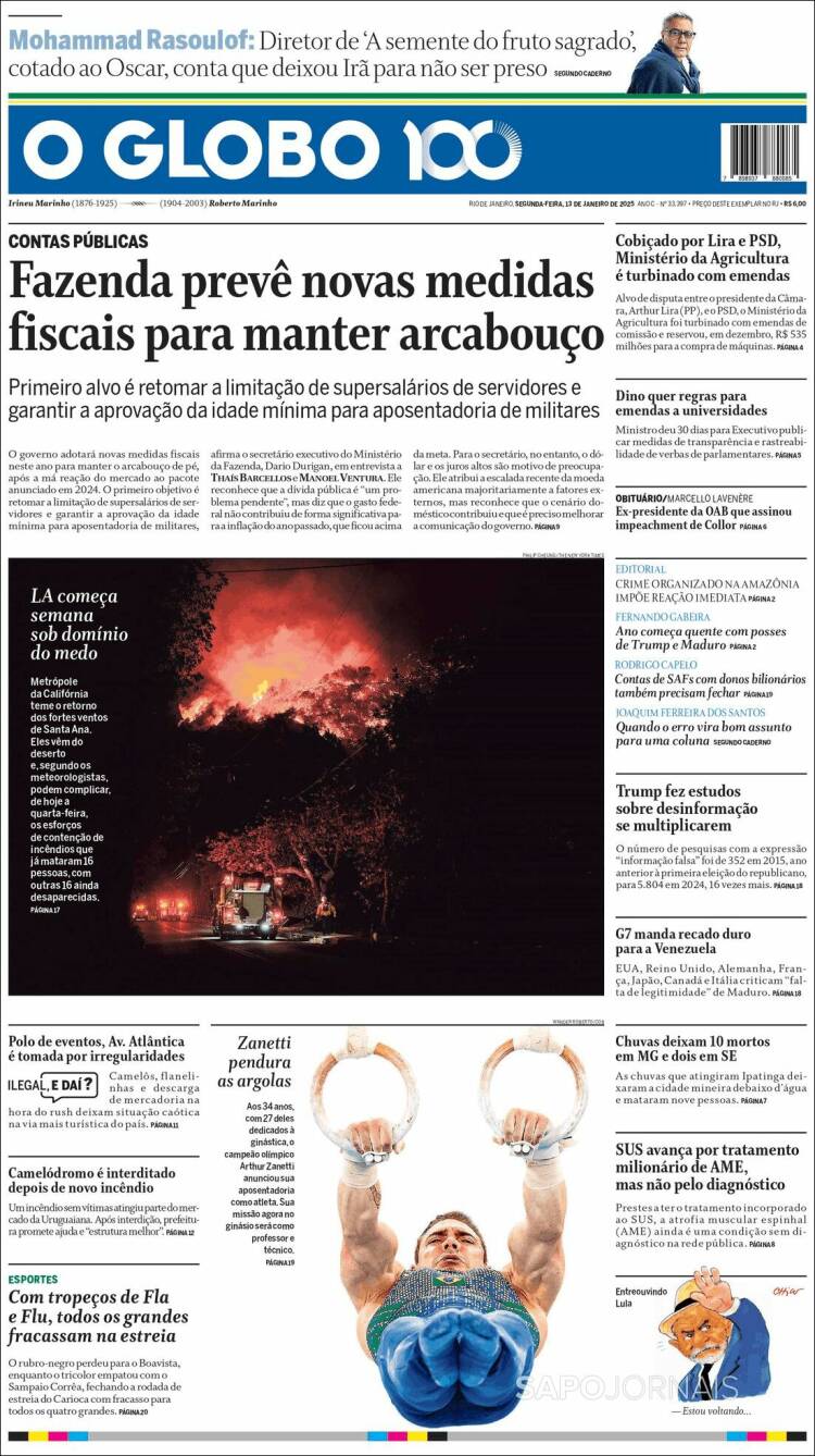 Portada de O Globo (Brasil)