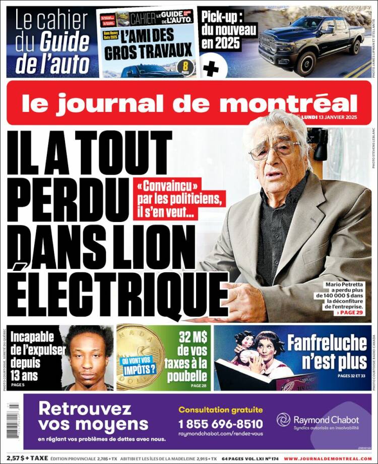 Portada de Le Journal de Montréal (Canadá)