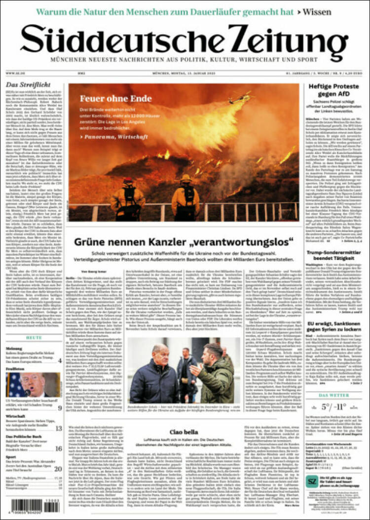 Portada de Sueddeutsche (Alemania)