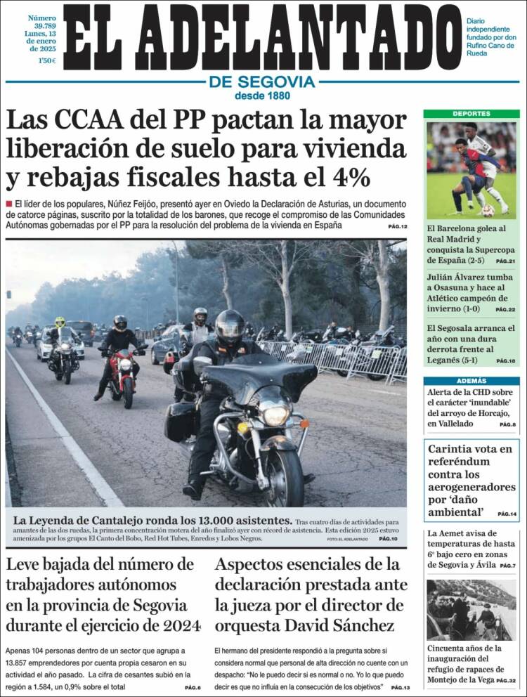 Portada de El Adelantado de Segovia (España)