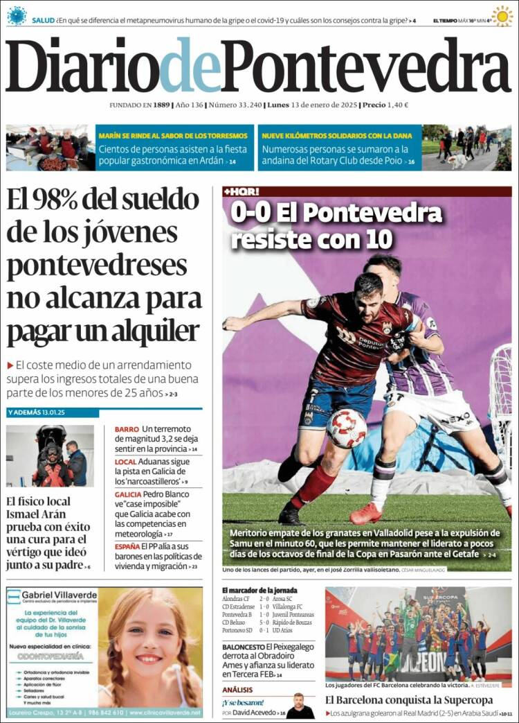 Portada de Diario de Pontevedra (España)