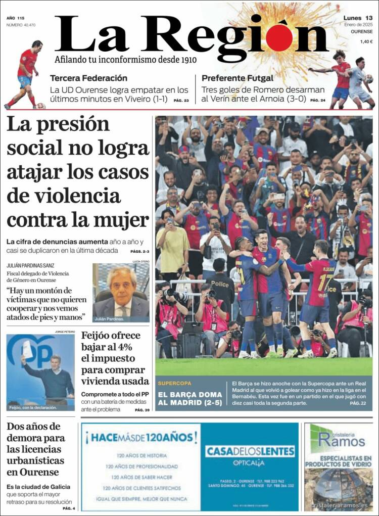 Portada de La Región de Ourense (España)