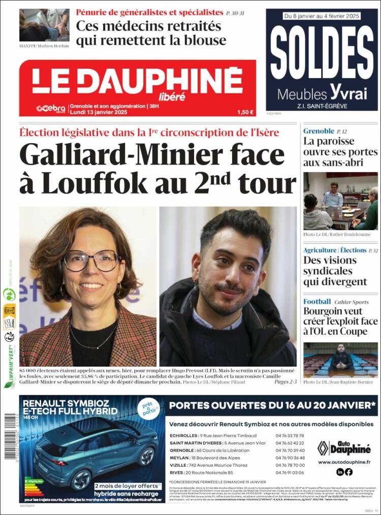 Portada de Le Dauphiné Libéré (Francia)