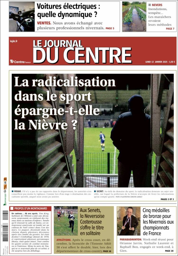 Portada de Le Journal du Centre (Francia)