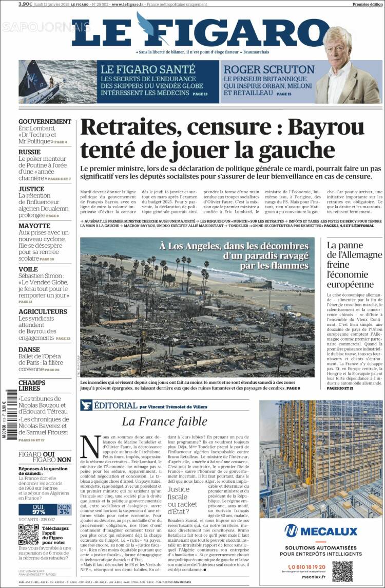 Portada de Le Figaro (Francia)