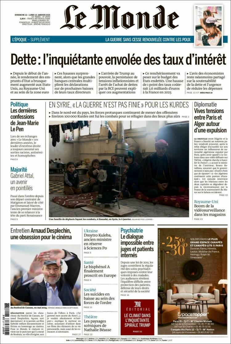 Portada de Le Monde (Francia)