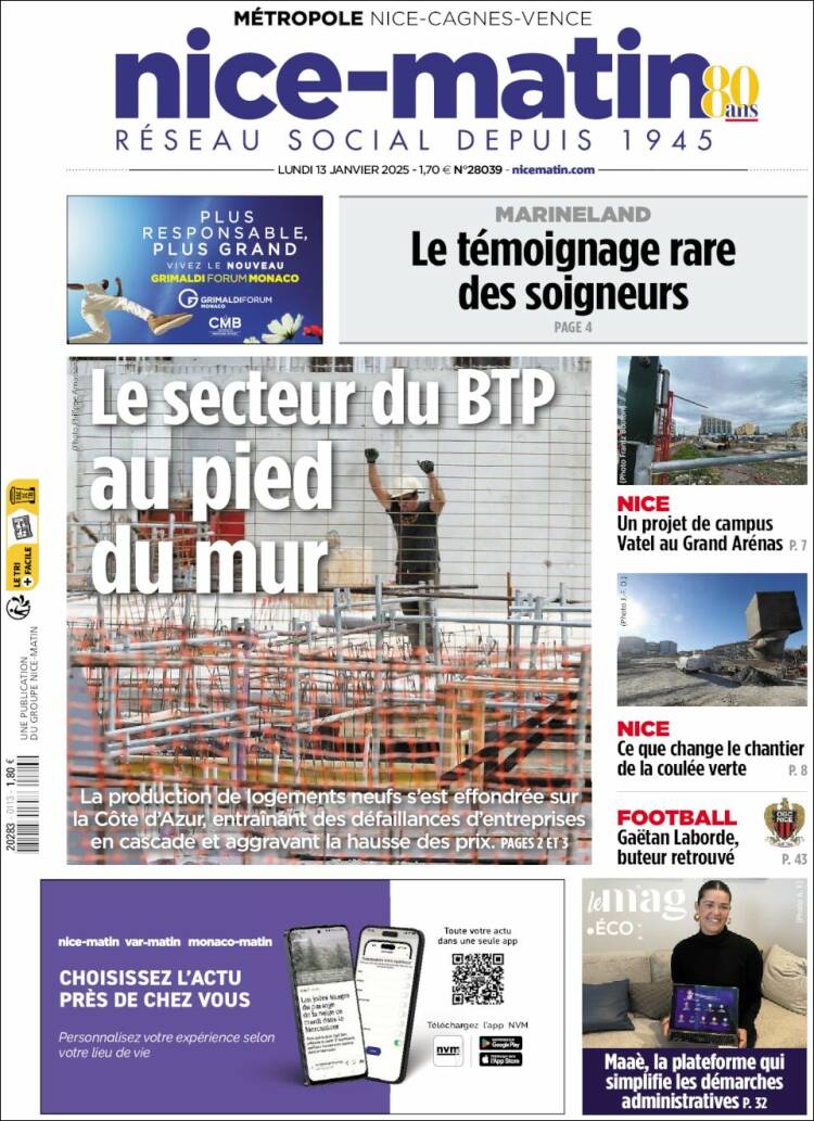 Portada de Nice-Matin (Francia)