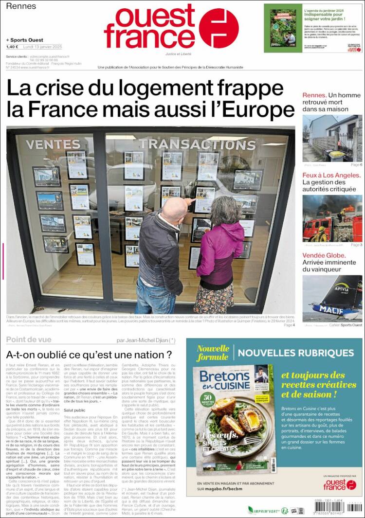 Portada de Ouest France (Francia)