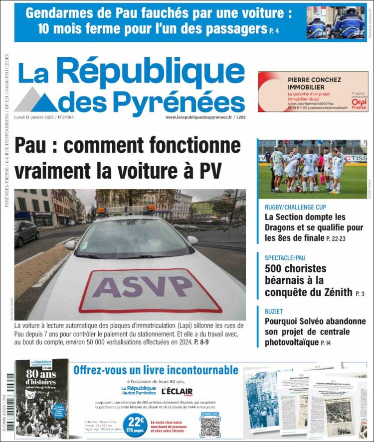 Portada de La République des Pyrénées (Francia)