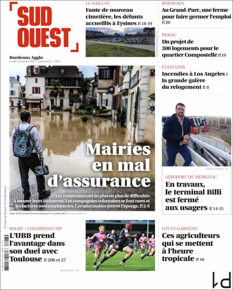 Portada de Sud Ouest (Francia)