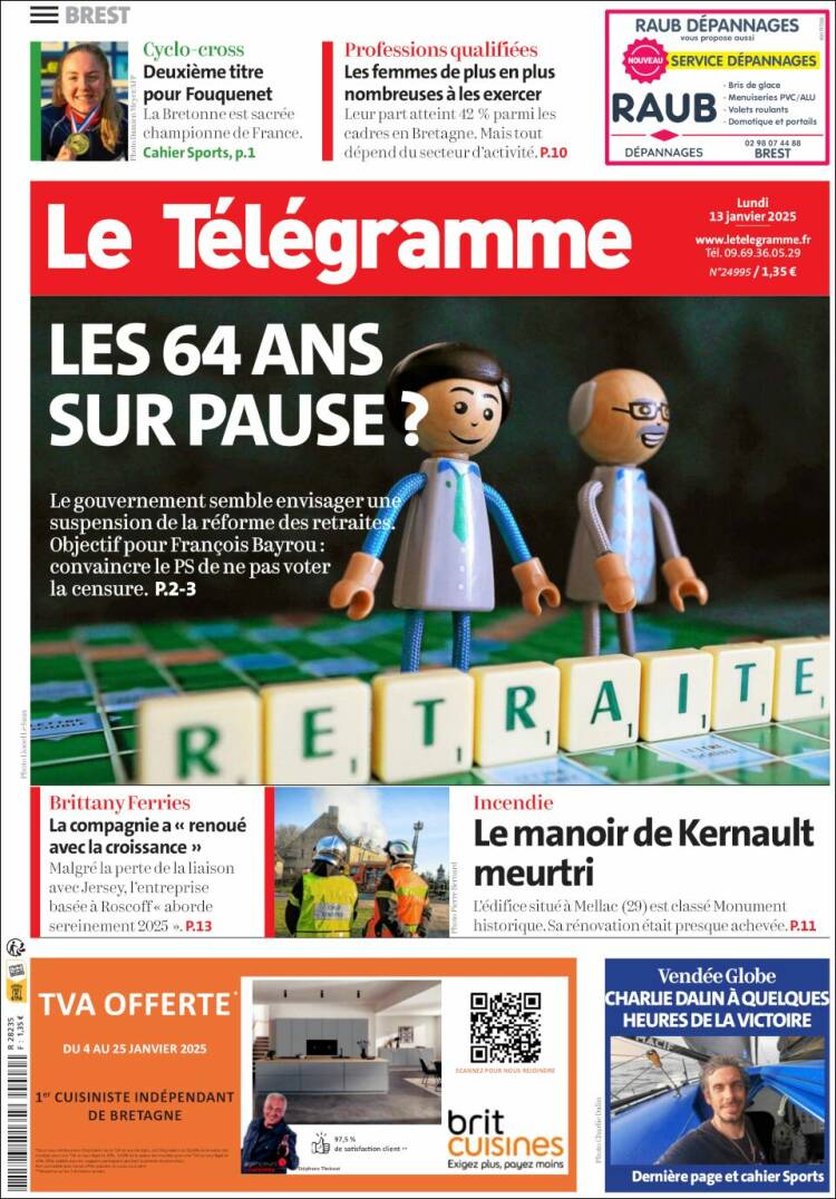 Portada de Télégramme (Francia)