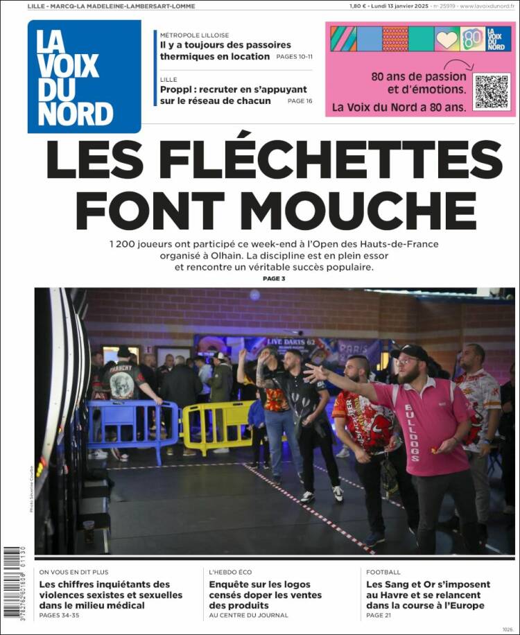 Portada de La Voix du Nord (Francia)