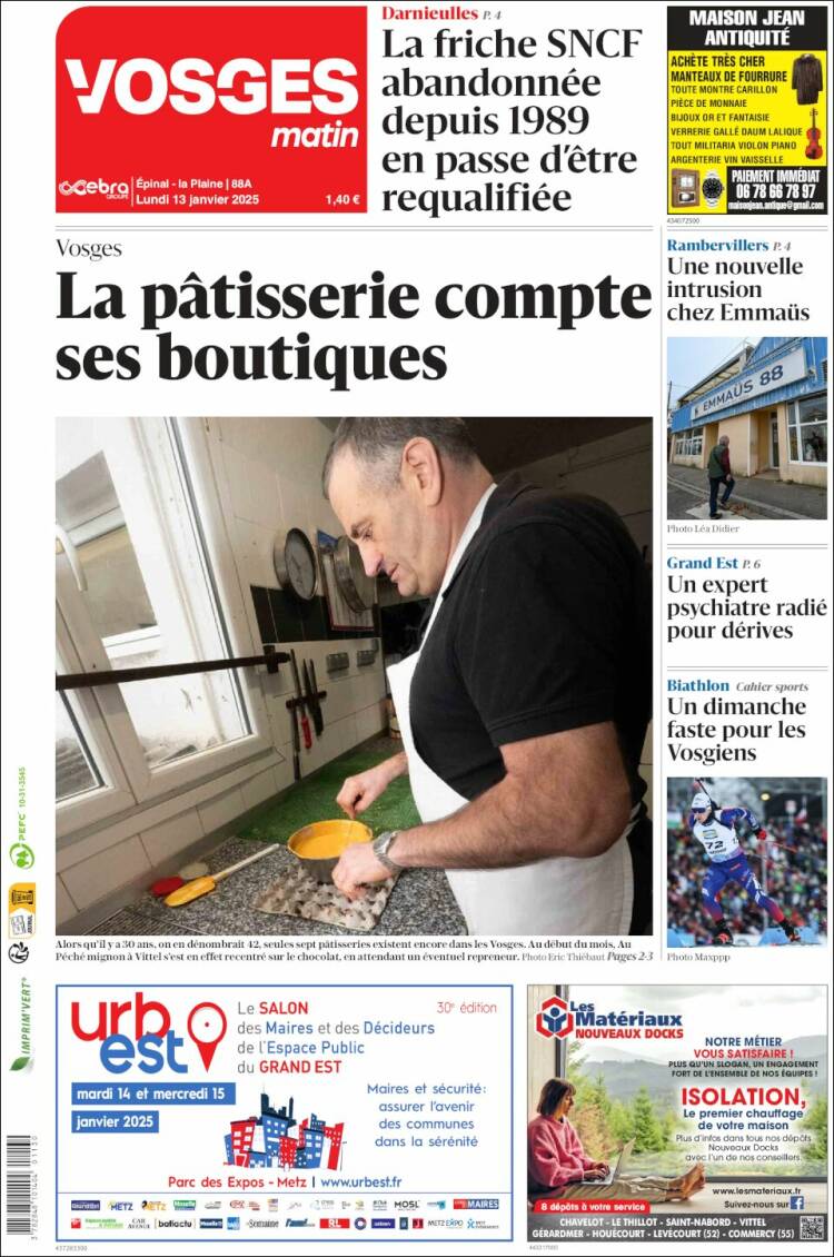 Portada de Vosges Matin (Francia)