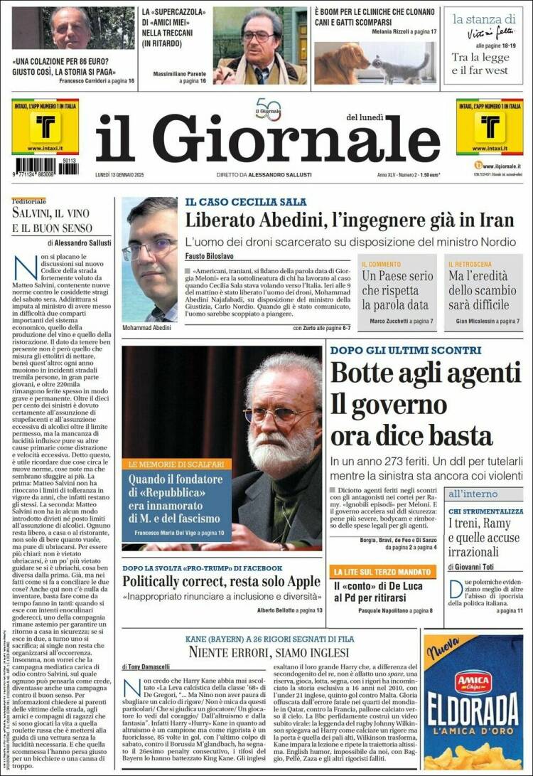 Portada de il Giornale (Italia)