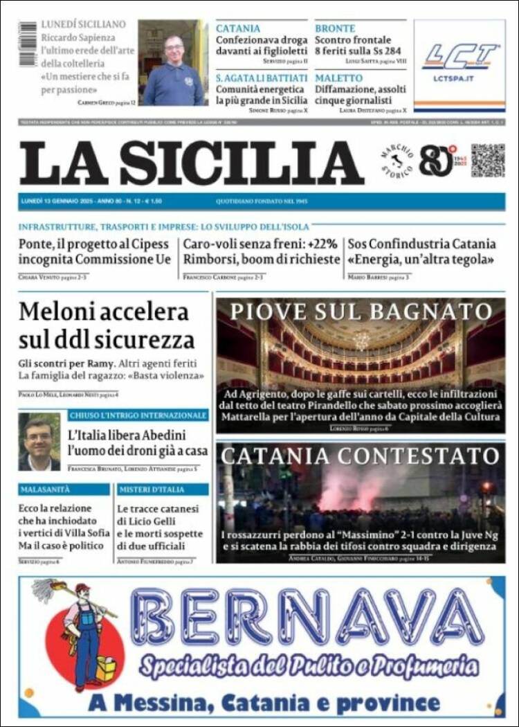 Portada de La Sicilia (Italia)