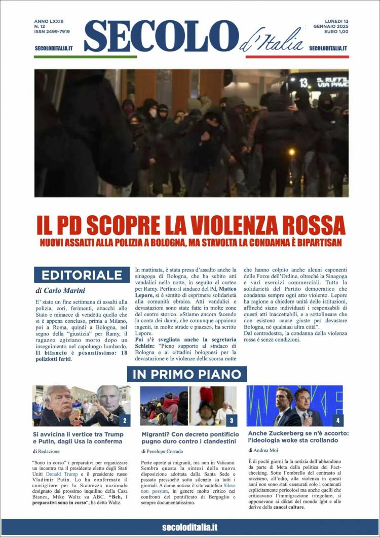 Portada de Secolo d'Italia (Italia)