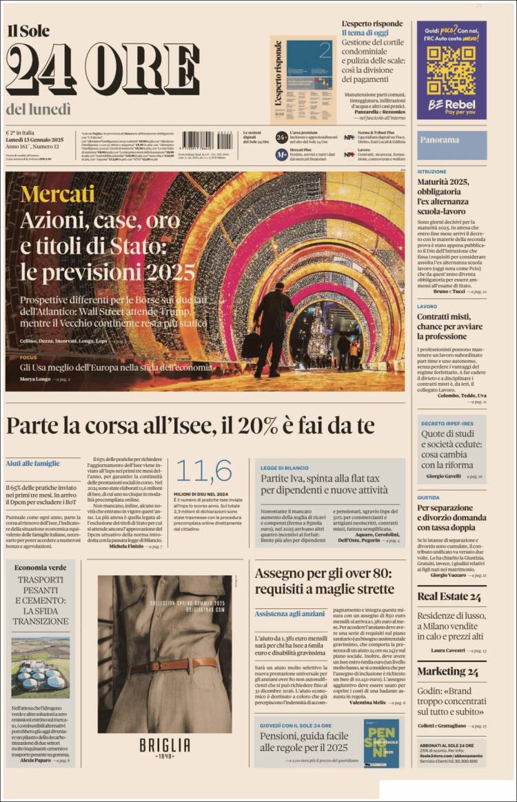 Portada de Il Sole 24 ORE (Italia)