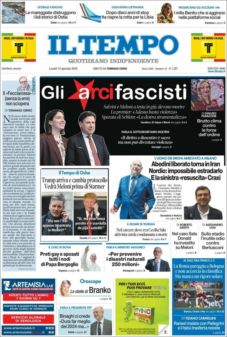 Portada de Il Tempo (Italia)