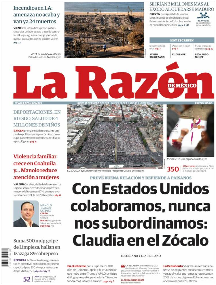 Portada de La Razón (México)