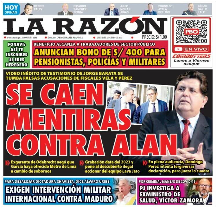 Portada de La Razón (Perú)