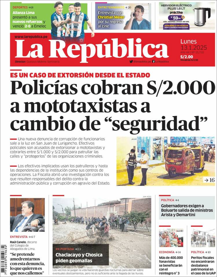 Portada de La Republica (Perú)