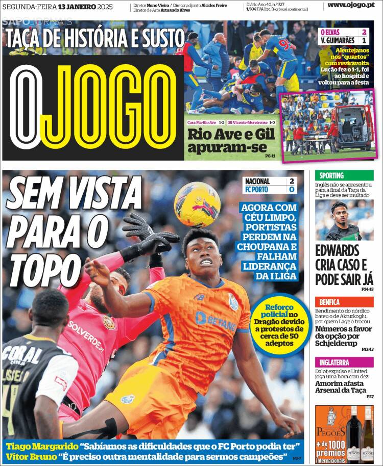 Portada de O Jogo (Portugal)
