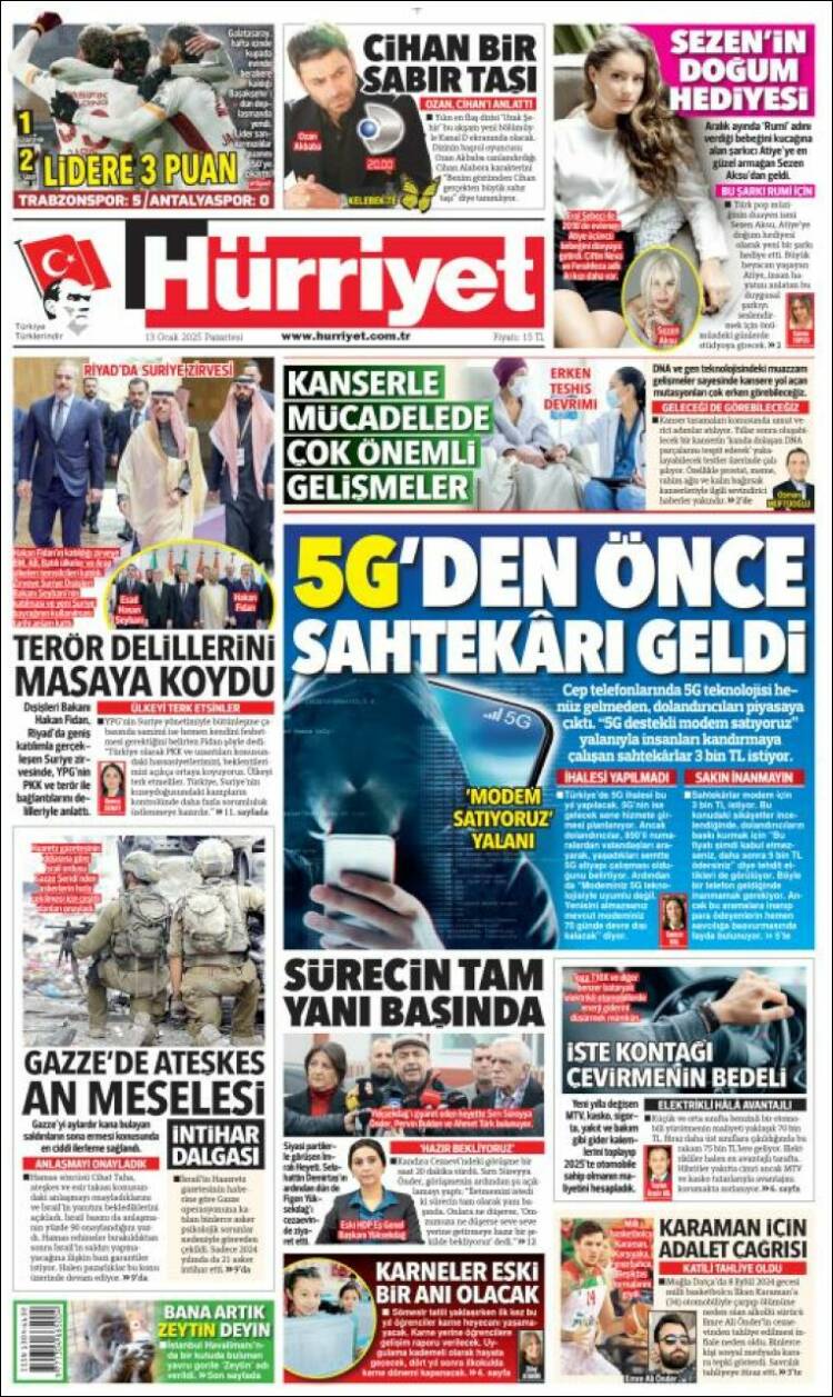 Portada de Hürriyet (Turquía)