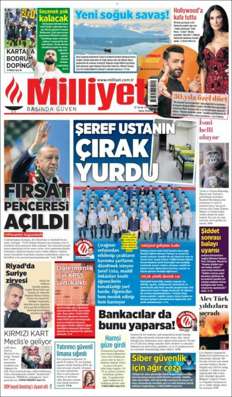 Portada de Milliyet (Turquía)