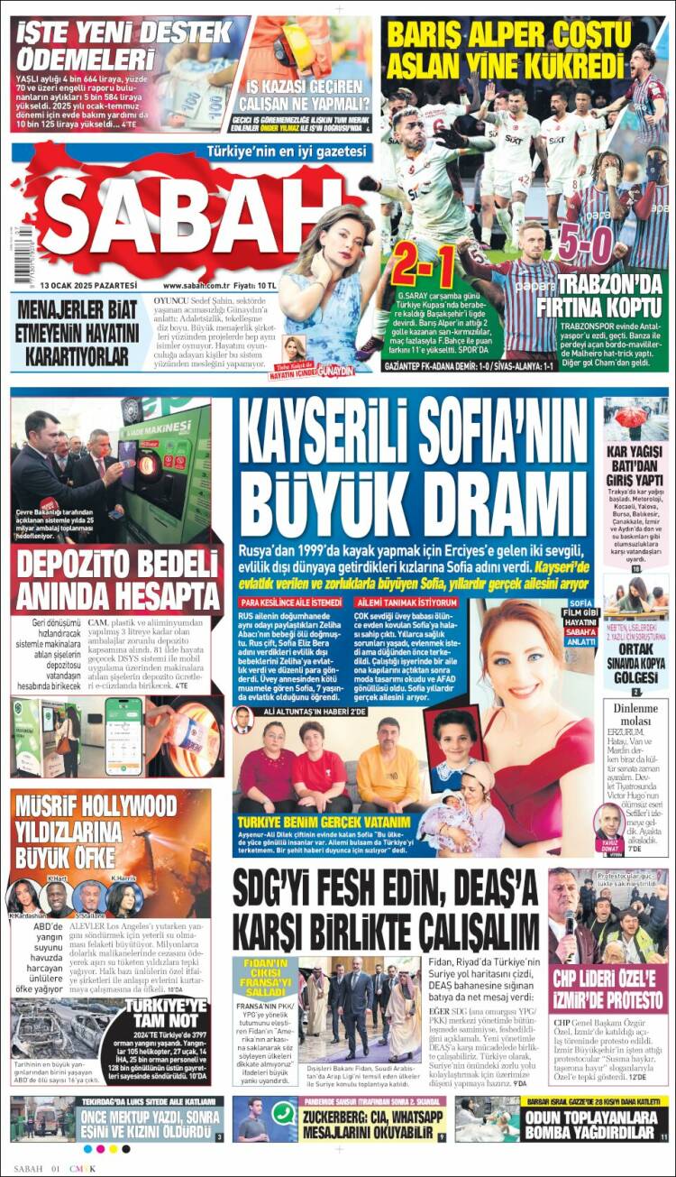 Portada de Sabah (Turquía)