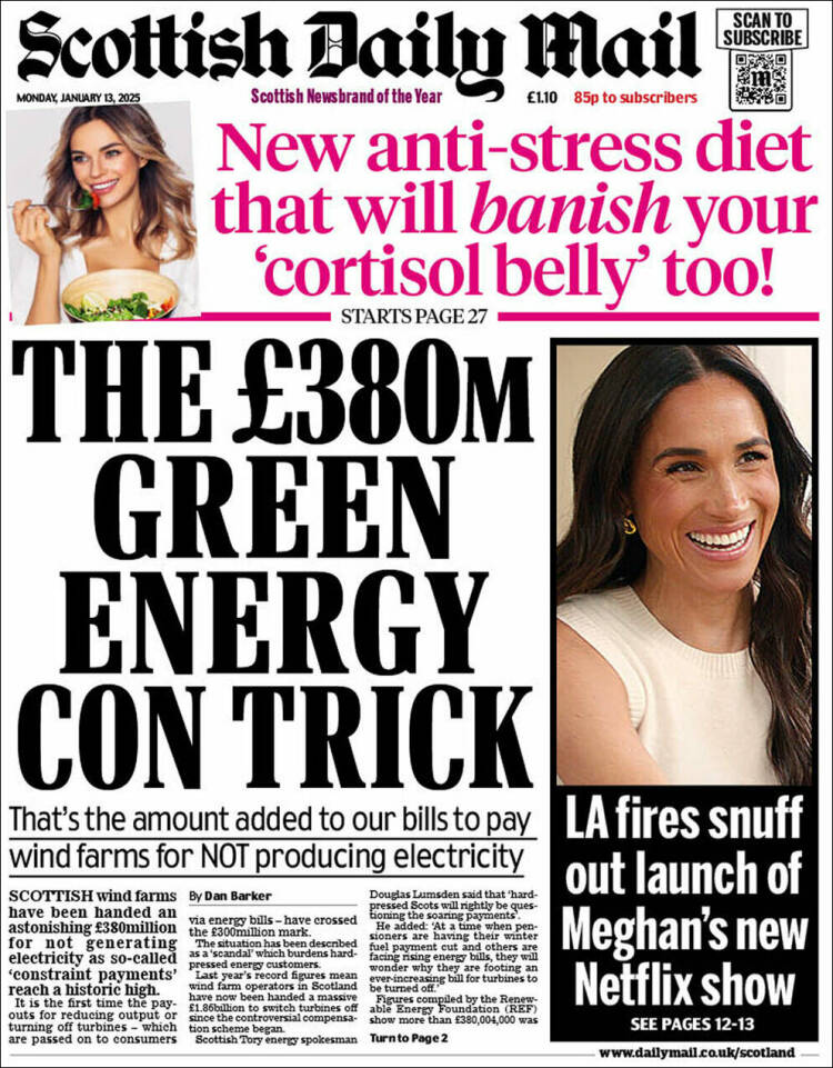 Portada de Scottish Daily Mail (Reino Unido)