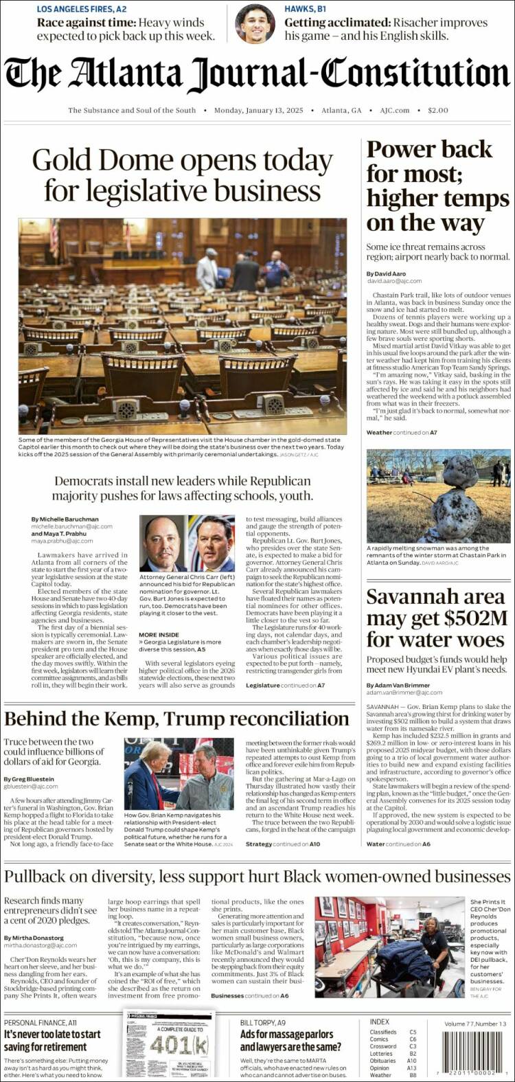 Portada de The Atlanta Journal-Constitution (USA)