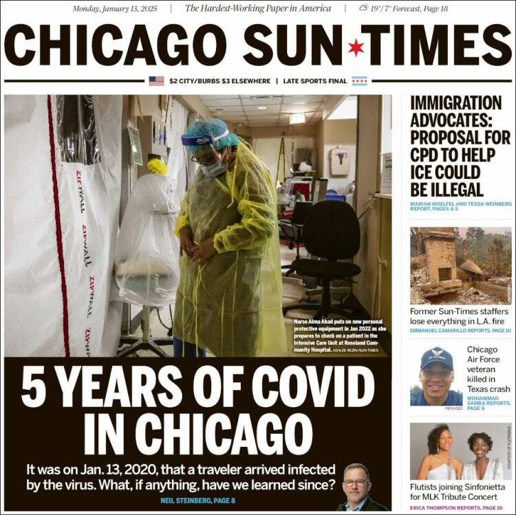 Portada de Chicago Sun-Times (USA)