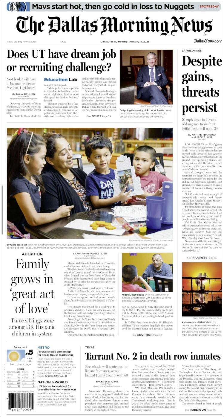 Portada de Dallas Morning News (USA)