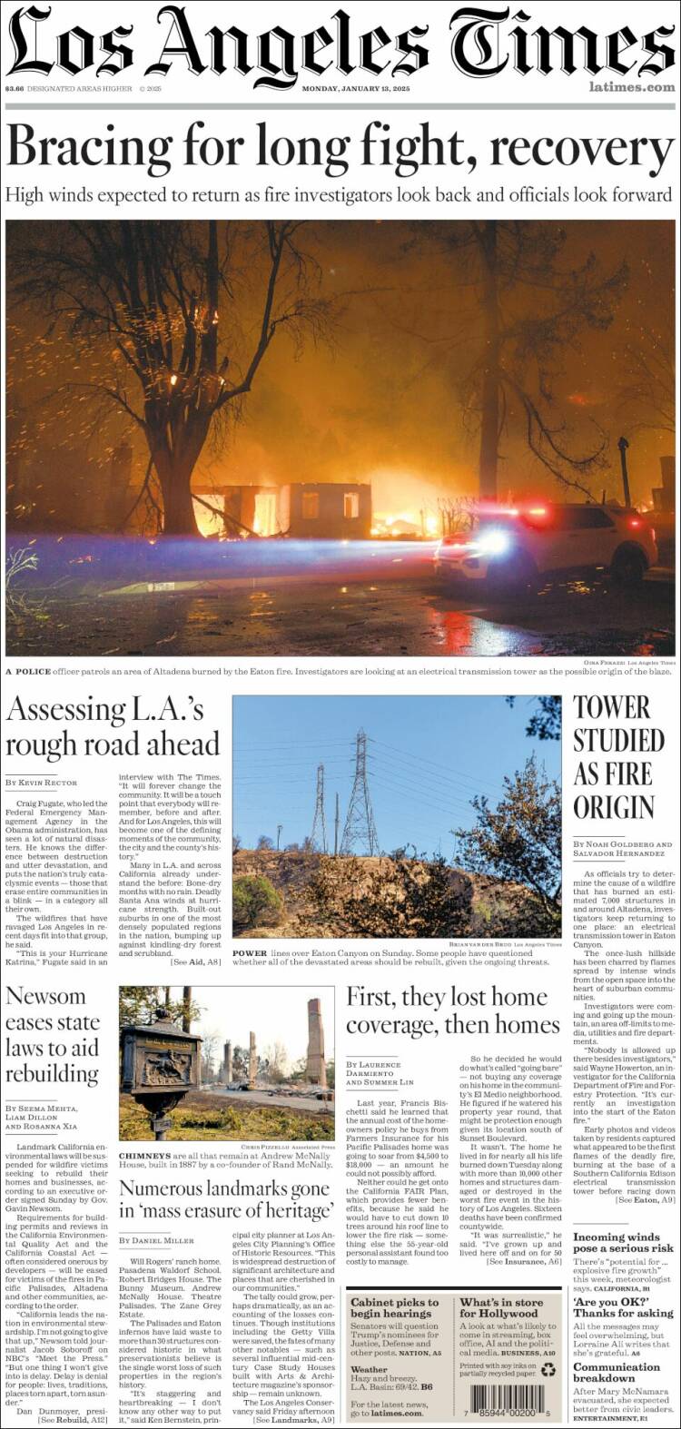 Portada de Los Angeles Times (USA)