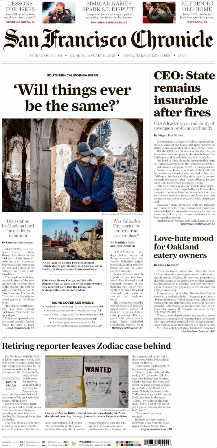 Portada de San Francisco Chronicle (USA)