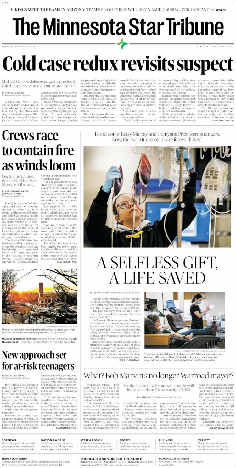 Portada de Star Tribune (USA)