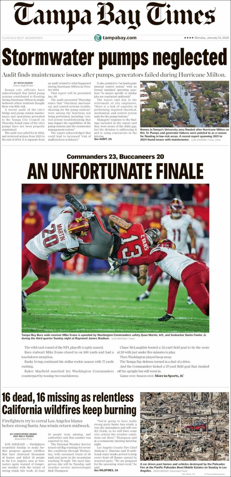 Portada de Tampa Bay Times (USA)