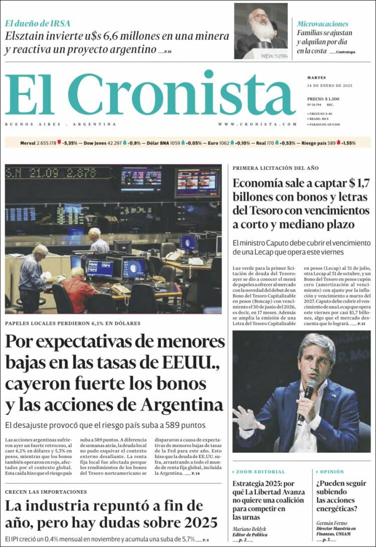 Portada de El Cronista Comercial (Argentina)