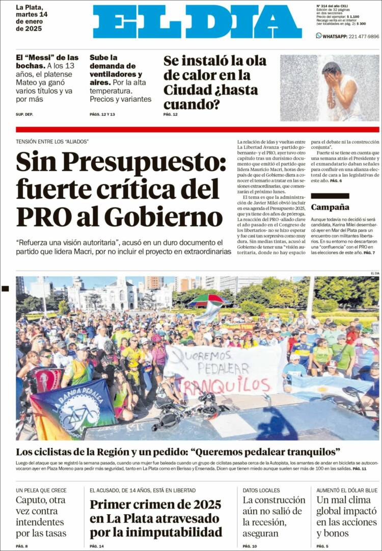 Portada de El Día de la Plata (Argentina)