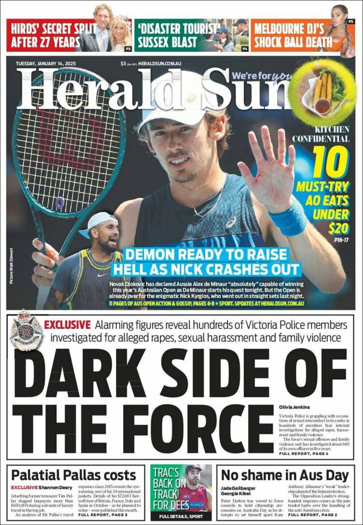 Portada de Herald Sun (Australia)