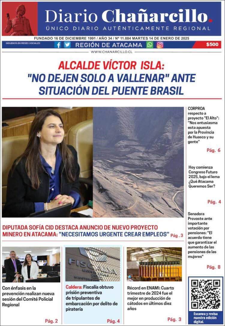 Portada de Diario Chañarcillo (Chile)