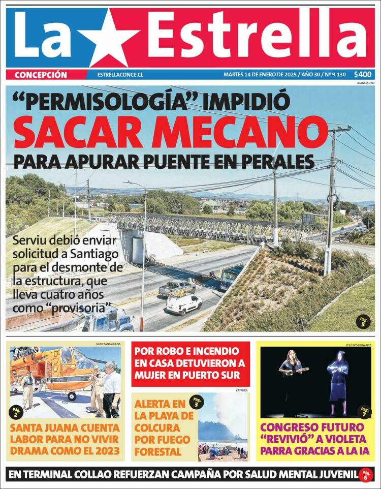 Portada de La Estrella de Concepción (Chile)