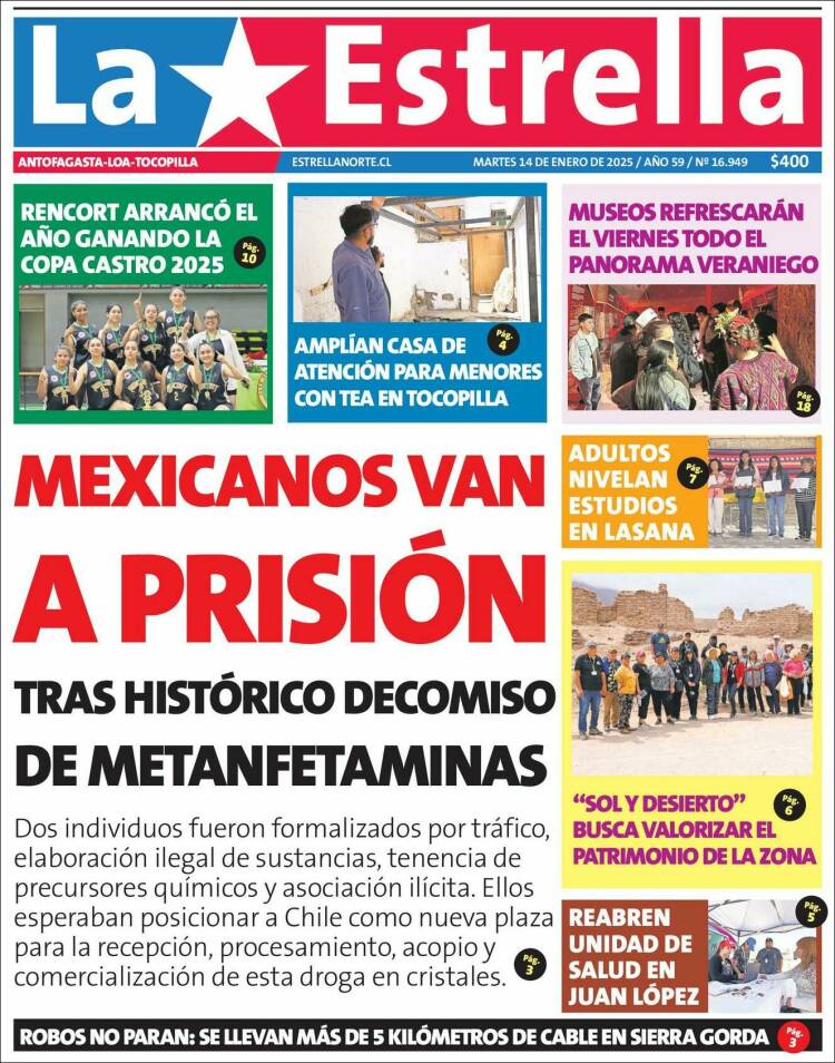 Portada de La Estrella de Tocopilla (Chile)