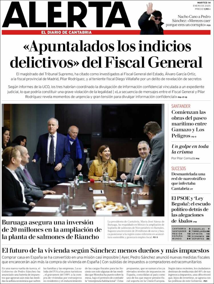 Portada de Alerta - El Diario de Cantabria (España)