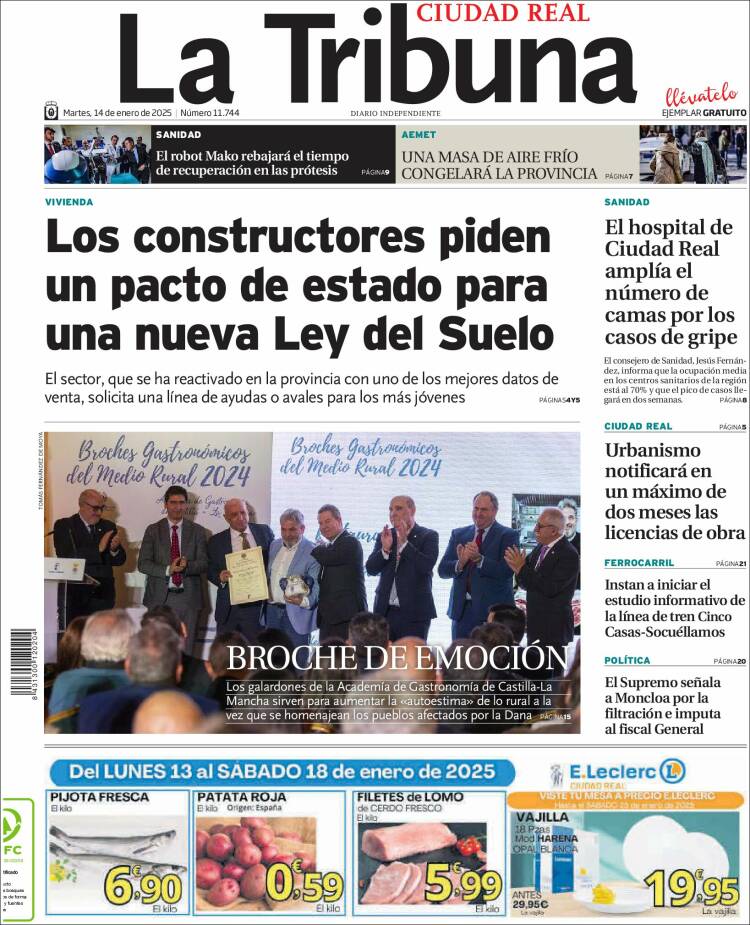 Portada de La Tribuna de Ciudad Real (España)