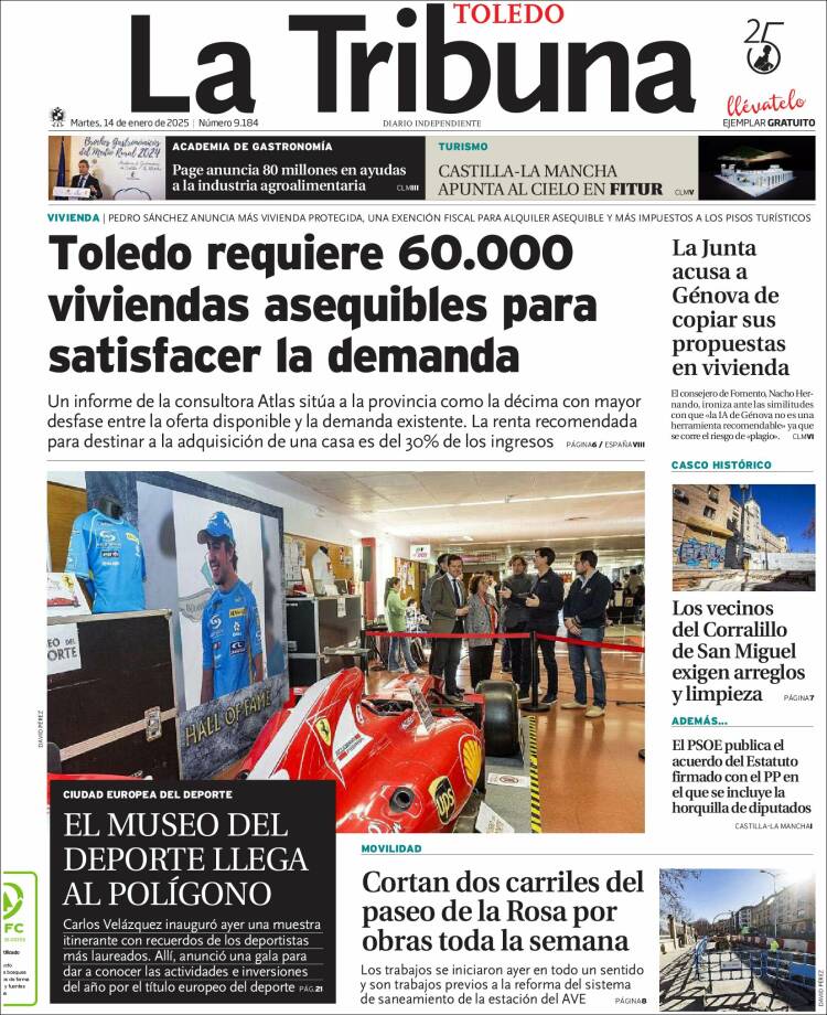 Portada de La Tribuna de Toledo (España)