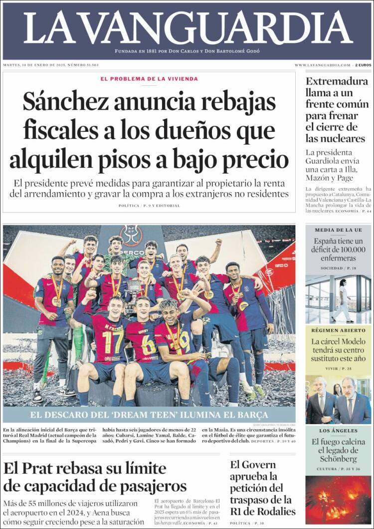 Portada de La Vanguardia (España)